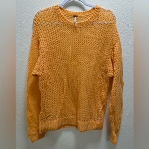 Free People Light and Lofty Knit Sweater Alpaca Wool Blend Pale Orange Large